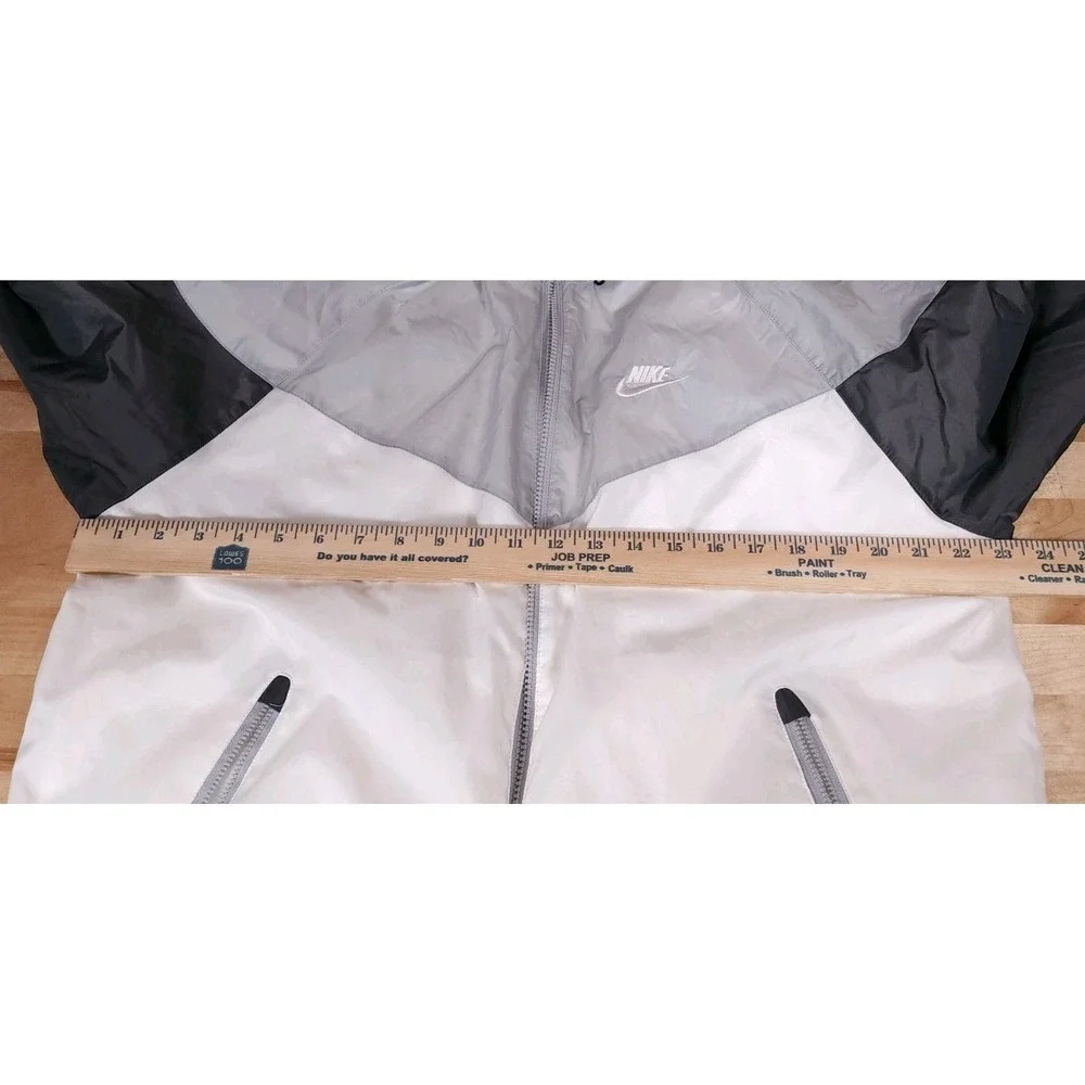Nike‎ Y2K Hooded Windbreaker Full Zip Jacket Medium Vintage White Gray